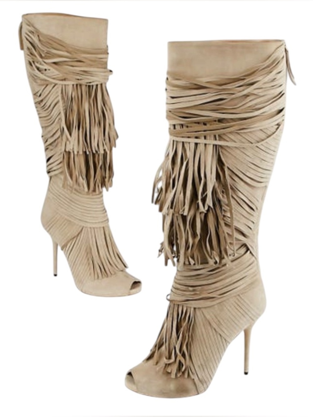 Gorgeous Gucci Beige Fringe Heeled Boots - Picture 10 of 10